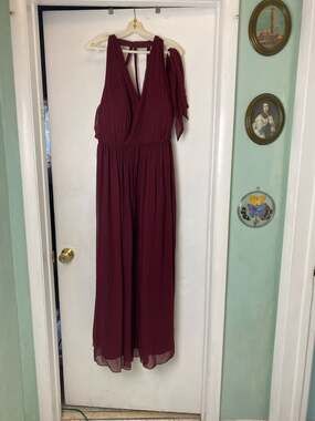 AZAZIE  Wine Chiffon Multi-Way Crisscross High-Neck Maxi Bridesmaid Dress A30/XL